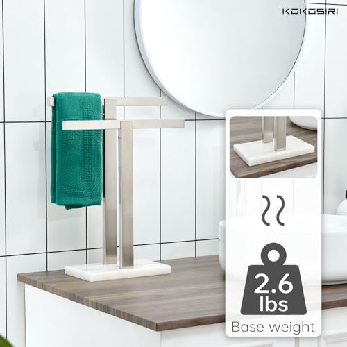 Image of KOKOSIRI Hand Towel Holder Free-Standing Towel Racks with Marble Base for Bathroom Kitchen Vanity, Brushed Stainless Steel 15.7'' Height THS0001-SM-BR