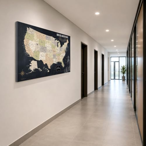 Image of IPIC Vintage USA Maps for Wall, Map of the United States, Size 42x28 in