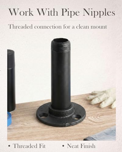 20 Pack 3/4 inches Malleable Cast Iron Pipe Flange, Industrial Pipe Flanges for Threaded Black Pipes and Fittings, DIY Steampunk Industrial Vintage Style.