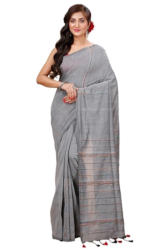 Image of Women's Traditional Bengal Handloom Soft Cotton Khesh Saree