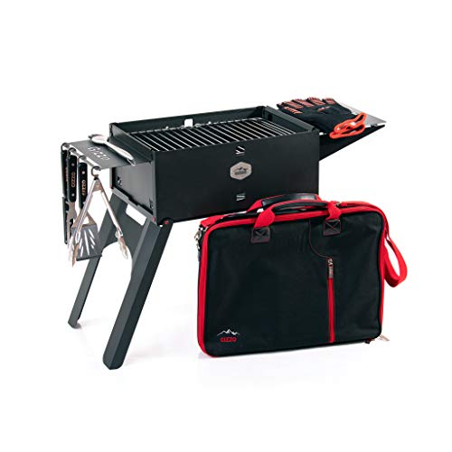 Gizzo Portátil Barbacoa on Rejilla Plegable Barbacoa de Exteriores (4 – 6 Personas) para BBQ, Picnic, Acampadas, Camping (Negro)