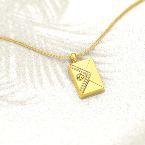 SOULMEET Personalized 10K 14K 18K Solid Gold/Plated Gold Envelope Locket That Holds Picture Custom Letters Engraved Envelope Necklace Gift for Men Women3