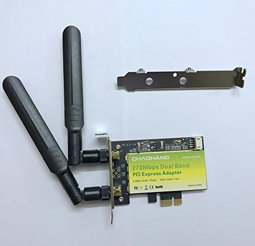 CHAOHANG CH-B22 Desktop Dual Band Wireless Card 2.4/5GHz Draft 802.11a/g/n 270Mbps Desktop WLAN PCI-E 1x Card Windows Mac OS X Hackintosh Linux System Also Supporting Win XP Win7 Win8 Win10