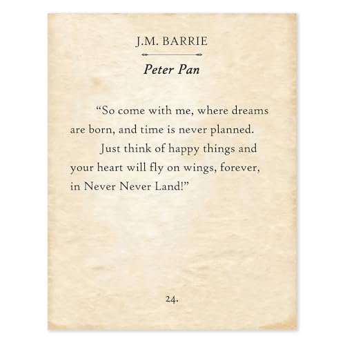 Lone Star Art Peter Pan - So Come With Me Where Dreams Are Born - J.M. Barrie - 11x14 Unframed Typography Book Page Print - Great Neverland Gift & Decor for Baby Nursery & Children's Room