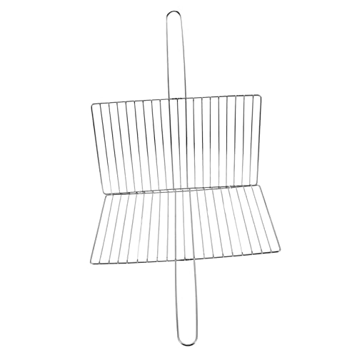 POPETPOP Grilled Fish Clips Camping Barbecue Fish Holder for Grill Baskets Portable Grill Net for Outdoor Grill Fish Grill Basket Grilling Wire Vegetable Grill Basket Stainless Steel Silver