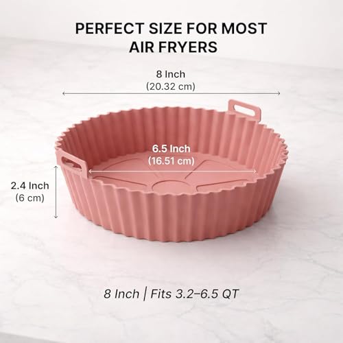 Image of BEYOND BASIC 2 PCS Air Fryer Tray - Reusable, Non-Stick, Heat-Resistant Liner - BPA-Free, Dishwasher Safe - Fits 6 to 8 Qt Air Fryers - Eco-Friendly, Oil-Free Cooking Mat - Multicolor (Silicone 2pcs)
