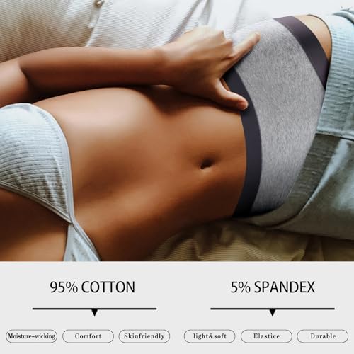 Image of Eiggam Women's Cotton Bikini Panties,High-Cut Full Coverage Stretch Cool Underwear for Women