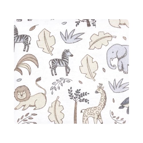 Image of Little Treasure Hudson Baby Cotton Poly Flannel Receiving Blankets Multipack, Grey Neutral Safari, 30x30 inches