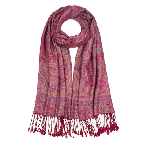 Paisley Pashmina Shawls and Wraps for Women Reversible Jacquard Festival Rave Pashmina Scarves with Fringe Vintage