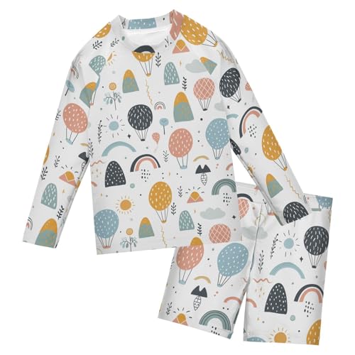 Traje de baño largo para niños que previene quemaduras solares con diseño de globo