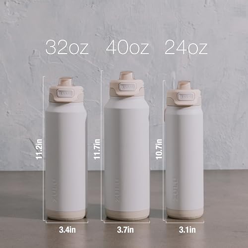 Image of ZULU Powerfill Pro 40oz Stainless Steel Water Bottle with Quick Fill Lid, Triple Walled Vacuum Insulated Metal, Leak Proof Locking Lid, Sip and Chug, Reusable BPA Free, White