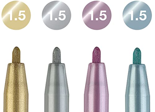 Faber-Castell 167304 - Tuschestift Pitt Artist Pen Metallic, 4er Etui