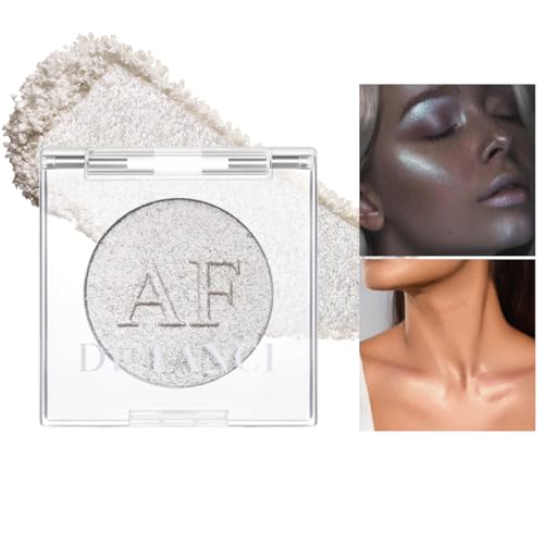 DE'LANCI Sombra de ojos iluminadora de color blanco y plateado, intensamente pigmentada Diamond Pearl Shimmer Face Cream Highlighters, Smooth Highlighter Powder for Face Body Illuminator #06