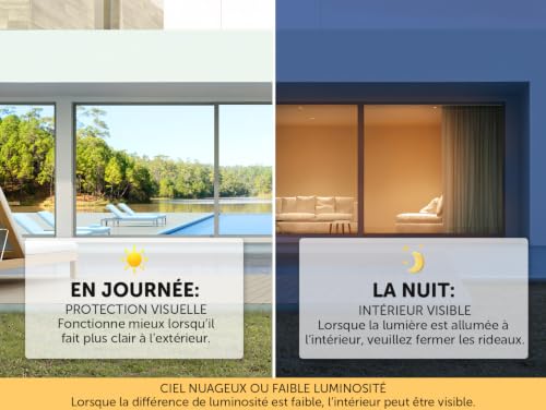 aboveBED Film Anti Regard Fenetre 100x200 cm, Effet Miroir sans Tain pour Vitre Brise Anti UV, Film Adhesif Fenetre Anti Chaleur, Feuille Miroir Occultant à Sens Unique Protéger du Soleil, Argent – vue 4