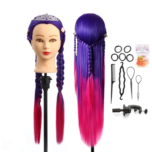 Frisierkopf, Auzass Frisurenkopf 26-28 Inch 100% Kunsthaar Weich...