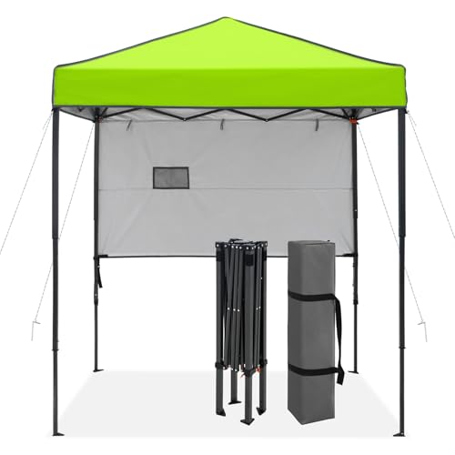 INTER HUT 6x4 Pop Up Canopy Tent, Easy Up Canopy, Half Wall, Neon Green