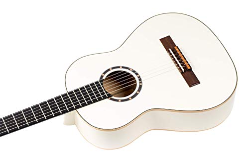 Ortega Guitars 6 String Family Series 3/4 Size Nylon Classical Guitar W/Bag, Right, Spruce Top-White-Gloss, (R121-3/4Wh) #TOP3