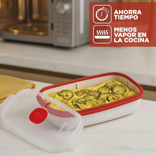 Miniatura 4 de Snips, Cocedor De Huevos Para Microondas, Vaporera Microondas 0.75 Lt, Vaporera Cocinar Vapor 24 X 12.5 X 6 Cm, Color Blanco Y Rojo, Made In Italy