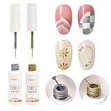 Hacaus 2PCS Metallic Pull Line Gel Nail Polish Drawing Painting Liner Nail Gel Polish DIY Metal Silv