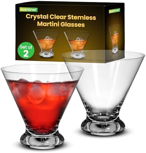Amazon NutriChef 2 Martini Glasses 8.4 Ounce Cocktail Glass for