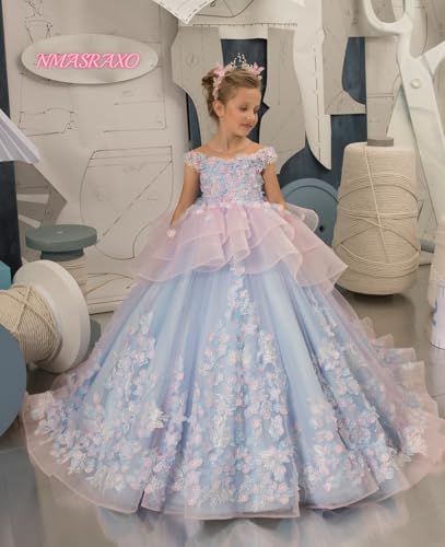 Flower Girl Dress Lace Applique - First Communion Dress Pageant Dresses for Girls Princess Ball Gown2