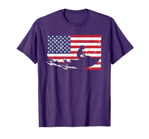 Cool Jet Ski US Flag T-Shirt for Men and Women