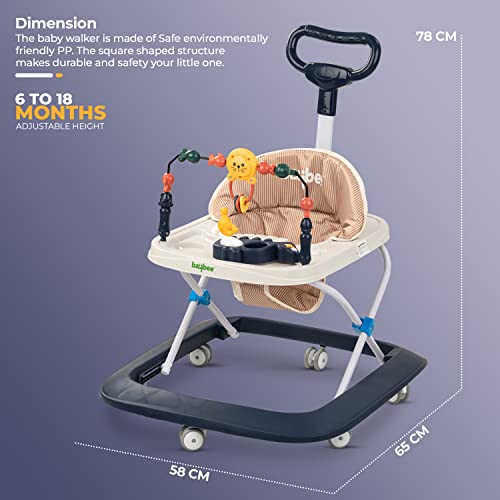 Image of Baybee Nexus Baby Walker for Kids with Parental Push Handle & 2 Height Adjustable, Multi-Function Folding Activity Walker for Baby with Musical Toy Bar | Walker Baby 6-18 Months Boys Girls (Dark Blue)