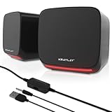 Kraylay コンピュータースピーカー - 2.0 USB電源付きTVスピーカー - RGB LEDライト付きモニタースピーカー - ノートパソコン、タブレット、携帯電話用のミニマルチメディアステレオスピーカー