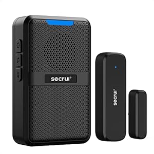 SECRUI Wireless Door Chime,600Ft Range 5 Adjustable Volume 1 Magnetic Door open Contact Sensor with 62 Chimes Mute Mode Door Bell Plugin Receiver for Home/Office/Store (Black)