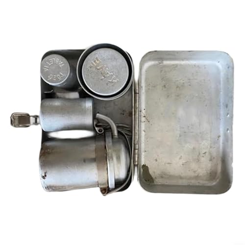GANCEI Juego de café para acampar al aire libre con cafetera espresso portátil y cafetera de vertido en caja de metal plateado, disfruta en cualquier momento y en cualquier lugar
