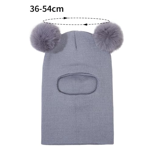 Gorro de Invierno para bebés y niñas, Gorro de Punto cálido con Pompones Gorros Y Bufandas Máscaras Bebe 2 En 1 Beanie Gorro de Punto Cálido - imagen 3