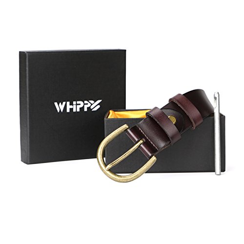 Whippy Leather Belt For Women Vintage Waist Belt With Bronze Alloy Buckle (Suit Pant Size 28-34 Inches,Dark Brown And Brass Buckle) #TOP5