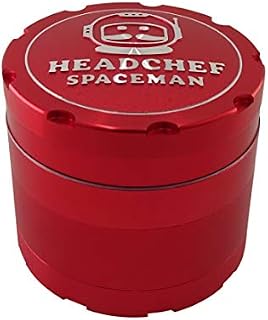 Headchef Spaceman Premium Quality Metal Herb Grinder with Laser Beam Cut, Ultra Sharp Teeth and Sifter Scraper, Version 2  4 Piece Grinder, 55mm (Mars Red)