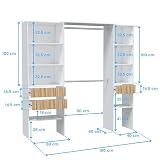 Habitdesign Mobile cabina armadio Ethna per camera da letto in bianco Artik e Natur Stile moderno, 190 x 187 x 40 cm - 9