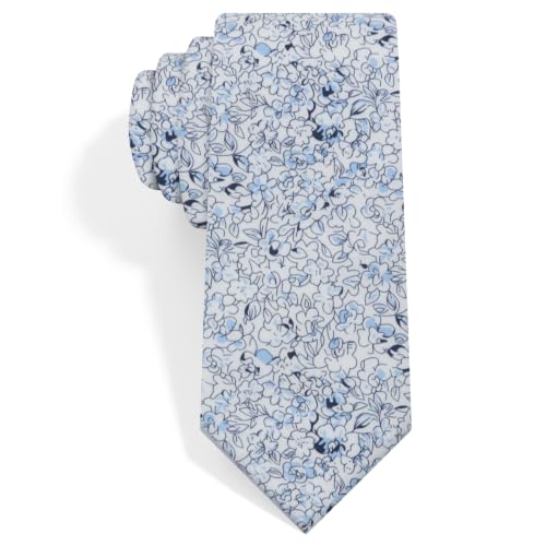 Image of Luckyvestir Ties for Men, Sage Green Cotton Floral Tie 2.76 inch Flower Printed Men's Neckties for Wedding /Groomsmen /Suit /Party