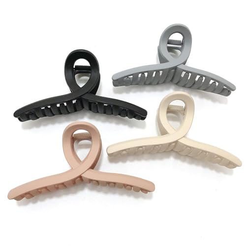 Image of Bakefy-4 pcs Big Hair Claw Clips Butterfly Hair Clips for Women Claw Clips Large Metal Hair Clip for Girls Hair Accessories for Long Thick Hair 4 Pcs