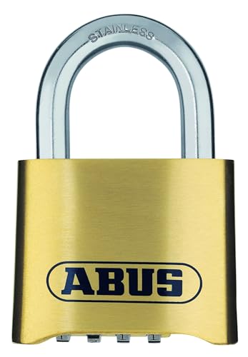 ABUS Cadenas à combinaison 180IB/50 - Cadenas en laiton - résistant aux intempéries - avec code numérique réglable individuellement - niveau de sécurité ABUS 5 - couleurs laiton