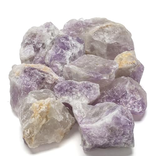 KALIFANO Rough Amethyst 10 Stone Bulk Bundle with Healing & Calming Effects - High Energy Raw Amatista - Reiki Crystal Used for Rock Tumbling and Lapidary (Family Owned and Operated)