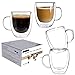 Juego de 4 tazas de café con doble pared con asas, aisladas de doble pared, resistentes al calor Cappuccino Latte Tea Drink Thermo Tazas (4 piezas de 350 ml)