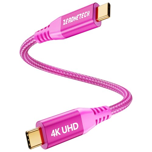 Image of ZeroneTeck USB C Monitor Cable [0.5ft,Pink], 20Gbps High-Speed Data Transfer, 4K@60Hz Display Video Output, USB 3.2 Gen 2x2 100W Charging for iPhone 17,MacBook,iPad,Dell,HP,KYY,ARZOPA,Portable Monitor