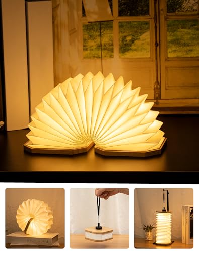Image of Originality Folding Accordion Lamp, Warm Light Lamp, Portable Desk Lamp, Japanese Gifts, Creative LED Paper Lantern with USB for Home Decoration(Bamboo)