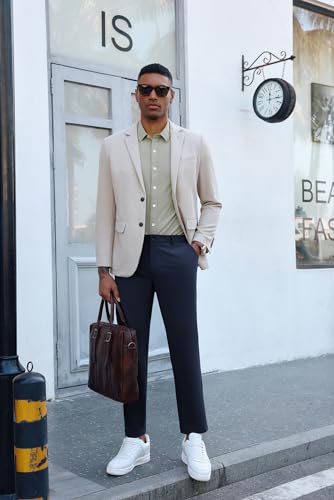 PJ PAUL JONES Men 4 Way Stretch Golf Pants Casual Slim Fit Cropped Tapered Dress Pants Lightweight Business Trousers4