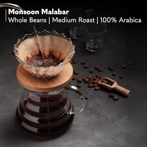 THIRD WAVE COFFEE Whole Bean Roasters Bag Monsoon Malabar, Arabica Coffee, Medium Dark Roast, 250 gram, Pour Over Medium Grind