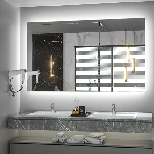 Keonjinn 40 x 24 Inch LED Bathroom Mirror with Lights Anti Fog Backlit LED Vanity Mirror Wall Mounted Lighted Bathroom Mirror IP54 Waterproof CRI90 Dimmable Makeup Mirror for Wall(Horizontal/Vertical)