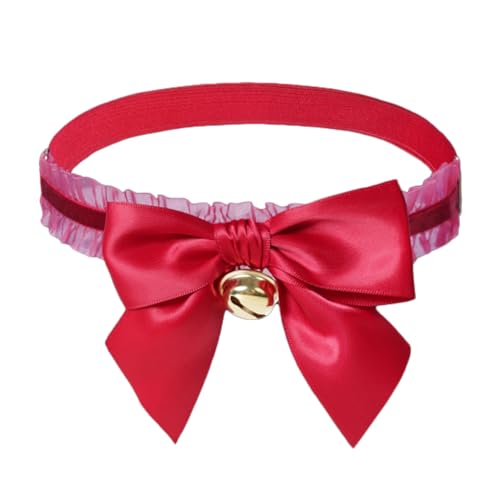 MinoCino Strumpfband Rot für Damen und Mädchen, Verstellbares Spitzen Strumpfband mit Schleife und Glöckchen, Elegantes Accessoire für Hochzeit,...