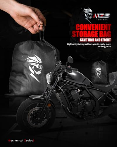 Image of MZS Motorcycle Cover Waterproof Outdoor, Heavy Duty All Season Weather Protection with Cotton Lining Vents Night Reflective Lock Holes Storage Bag fits up to 96 inch Motorcycle Powersports Vehicle Cover