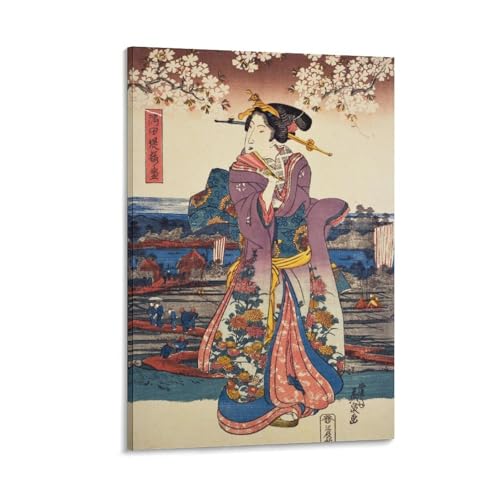 月岡芳年ポスター日本の浮世絵師による錦絵、美人画、月の百姿 舞者絵 (9) ウォールアート 部屋飾り 絵画 ベッドルーム リビング 壁の絵20x30inch(50x75cm)