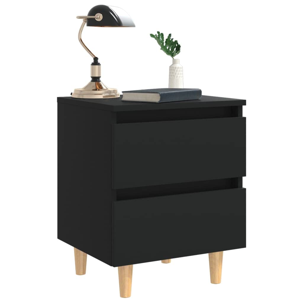 vidaXL - Nachttische 2 Stk. mit Kiefernholz-Beinen Schwarz 40x35x50 cm