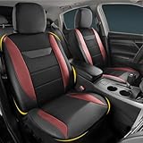kingphenix 2 Pack Front Memory Foam Leather Car Seat Covers, Breathable 4D Mesh, Easy Install Automotive Seat Protectors, Airbag Compatible, Universal Fit for Cars, Trucks, Vans, SUV - Red