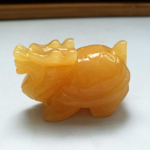 Statue de Tortue Dragon Luxe en Topaze - Sculpture Artisanale de Prestige